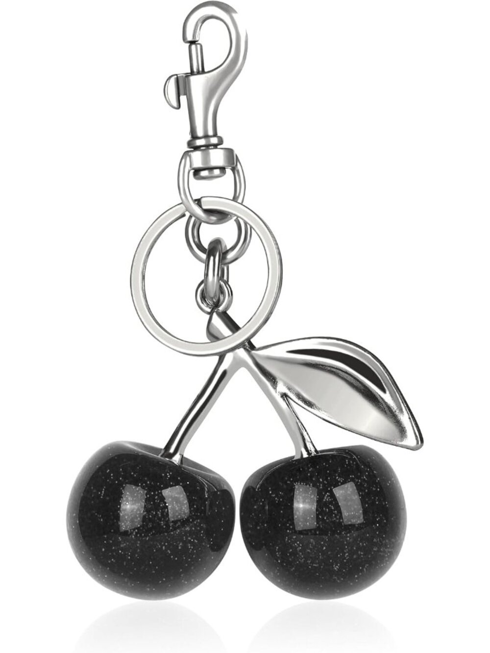 Women S Black Sparkling Purse Charms gloss Sparkling Resin Cherry Bag Keychain